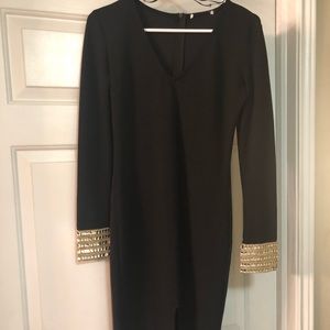 Long sleeve beaded cuff dress